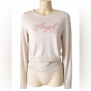 Vintage Y2K Victoria’s Secret Angels Silk Cashmere Sweater Ivory Pink Medium